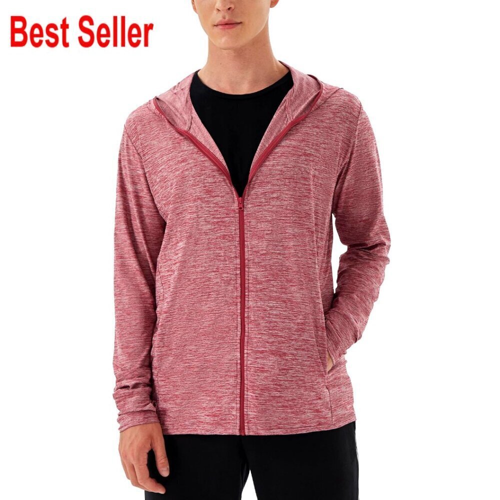 Men's UPF 50+ Sun Protection Hoodie with Thumb Holes, Lightweight for Fishing